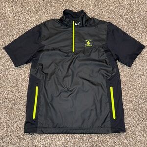 Nike Golf Shield Cog Hill Short Sleeve Black Volt Pullover Windbreaker Medium